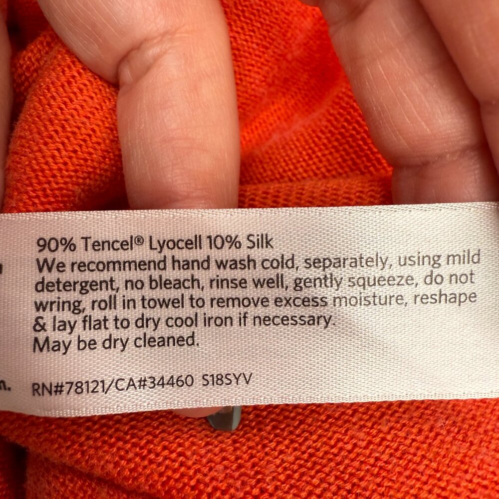 EILEEN FISHER Tencel Silk Pullover‎ Short Sleeve Sweater Orange | Size Small - Picture 7 of 7